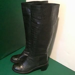 💖Casadei Crocodile Black Tall Boots